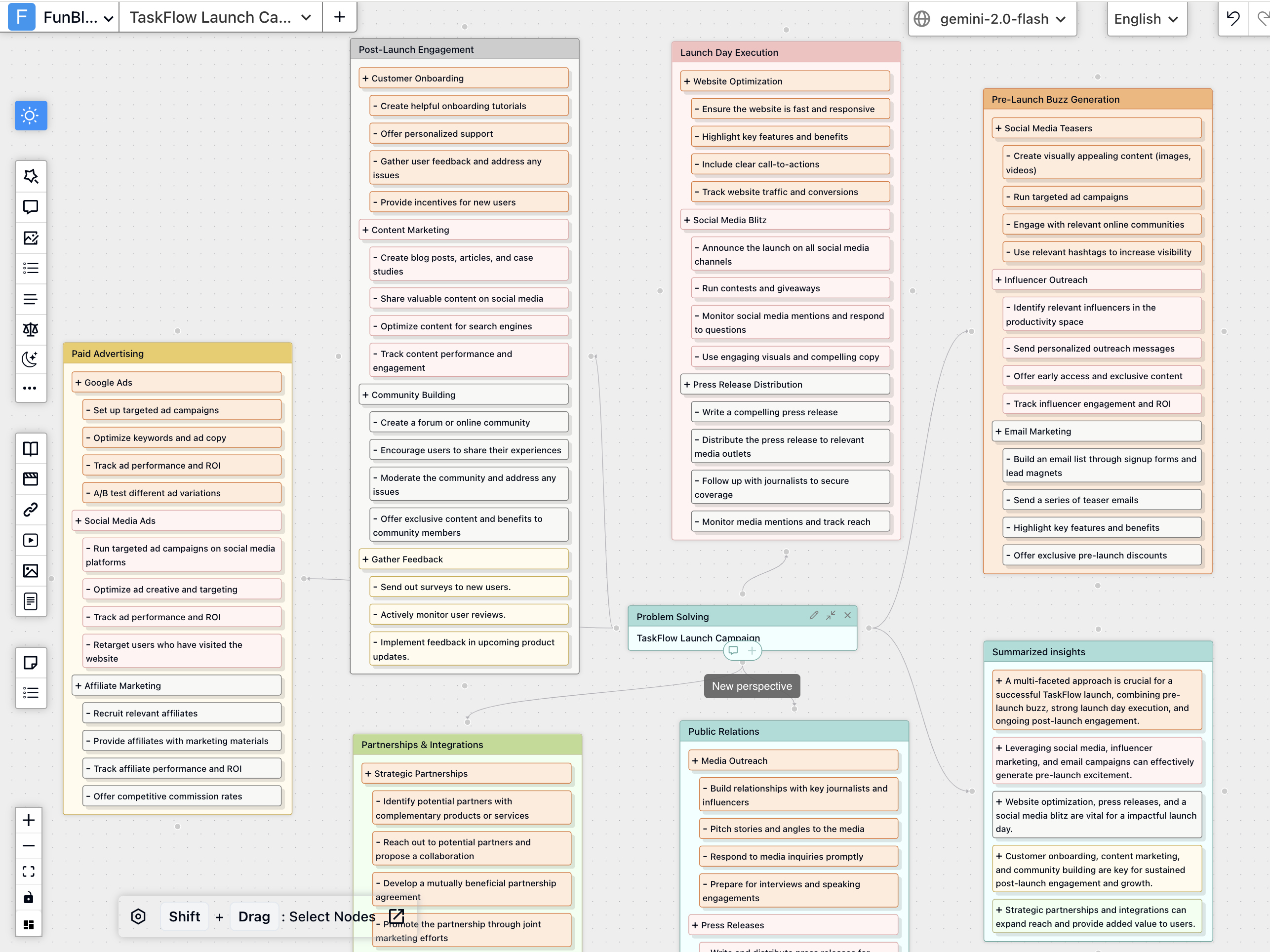 AI brainstorming mind map screenshot